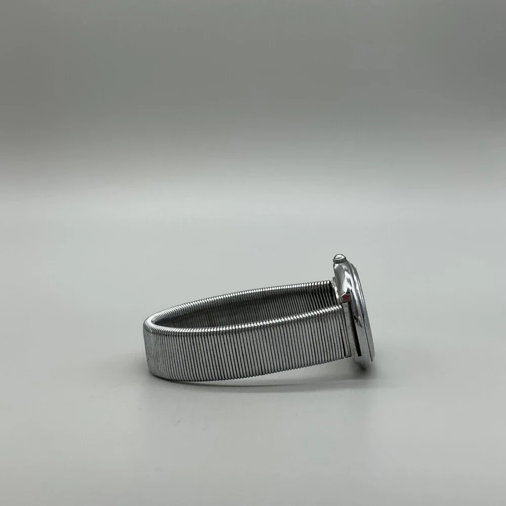 Vintage Armitron Slinky Womens Watch 29mm Black Dial Silver Tone New Battery
